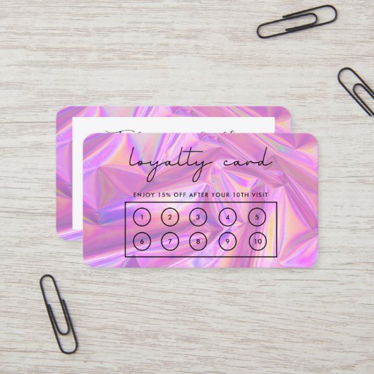 Imitate Pink Holographic Custom Loyalty Card Visitenkarte (Vorderseite/Rückseite Beispiel)