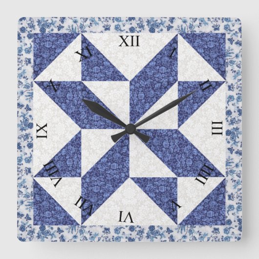 Imitate Quilt Quadratische Wanduhr (Vorderseite)