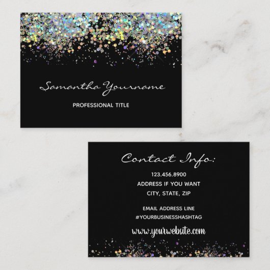 Imitate Rainbow Metalitic Glitzer Visitenkarte (Vorne/Hinten)