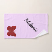 Imitate Red Glitzer Butterfly Badhandtuch Set (Handtuch)