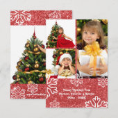 Imitate Red Glitzer Design - 3x5 Weihnachtskarte Einladung (Vorne/Hinten)