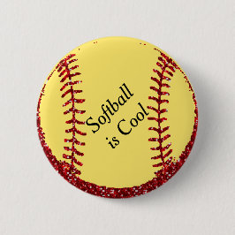 Imitate Red Glitzer Softball oder Baseball Button