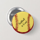Imitate Red Glitzer Softball oder Baseball Button (Vorne & Hinten)