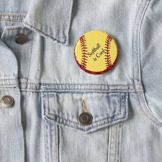 Imitate Red Glitzer Softball oder Baseball Button (Beispiel)