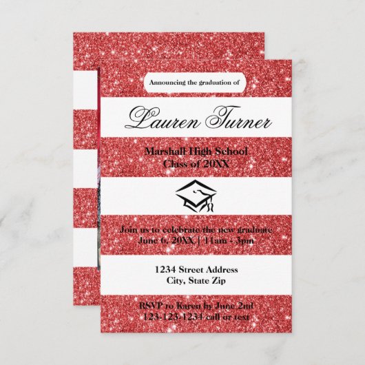 Imitate Red Glitzer Stripe-3x5 Grad Ankündigung (Vorne/Hinten)