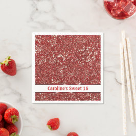 Imitate Red Glitzer Texture Look 16 . Geburtstag Serviette