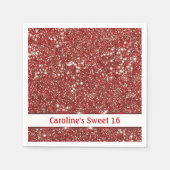 Imitate Red Glitzer Texture Look 16 . Geburtstag Serviette (Vorderseite)