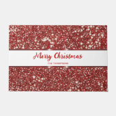 Imitate Red Glitzer Texture Look Frohe Weihnachten Fußmatte (Vorderseite)