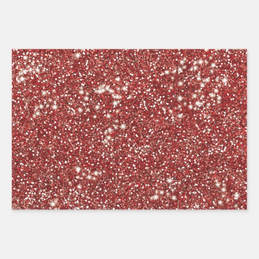 Imitate Red Glitzer Texture Look-like Design Geschenkpapier Set (Vorderseite 3)
