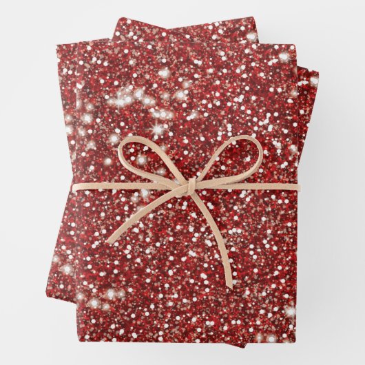 Imitate Red Glitzer Texture Look-like Design Geschenkpapier Set (Beispiel)