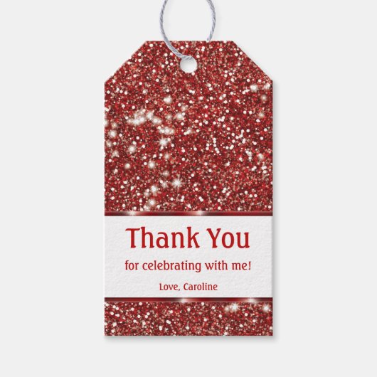 Imitate Red Glitzer Texture Look-like Vielen Dank Geschenkanhänger (Vorderseite)