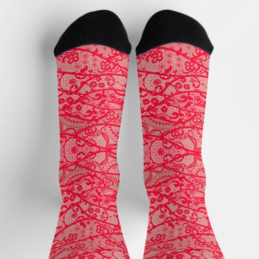 Imitate Red Lace Fishnet Blume Romantische Socken (Oben)