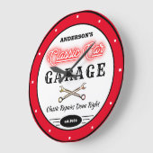 Imitate Red Neon Classic Autogarage Große Wanduhr (Winkel)