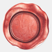 Imitate Red Wax Initials Monogramm Runder Aufkleber (Vorderseite)