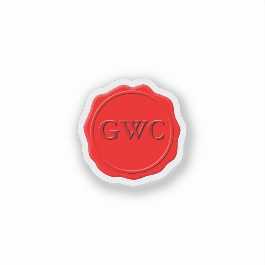 Imitate Red Wax Siegel Monogram Custom Aufkleber (Vorderseite)