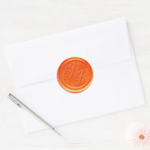 Imitate Red Wax Wedding Monogram Umschlag Aufklebe Runder Aufkleber