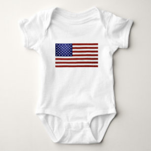 Imitate Red White Blue Leather USA Flag Baby Strampler