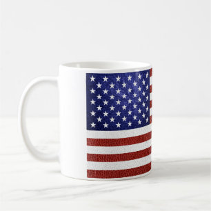 Imitate Red White Blue Leather USA Flag Kaffeetasse