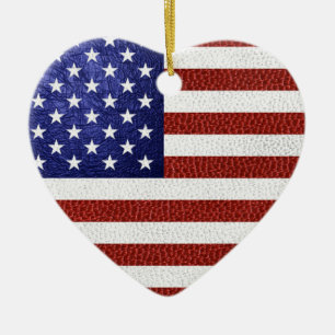 Imitate Red White Blue Leather USA Flag Keramik Ornament