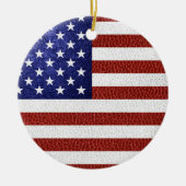 Imitate Red White Blue Leather USA Flag Keramikornament (Vorne)