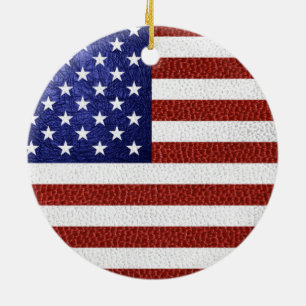 Imitate Red White Blue Leather USA Flag Keramikornament