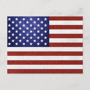 Imitate Red White Blue Leather USA Flag Postkarte