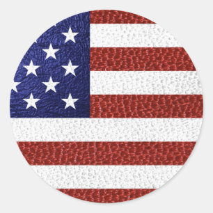 Imitate Red White Blue Leather USA Flag Runder Aufkleber