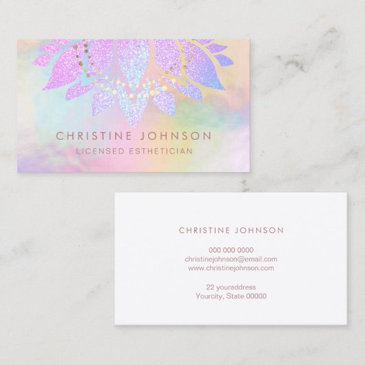 Imitate Regenbogen Glitzer lila Lotus Visitenkarte (Vorne/Hinten)