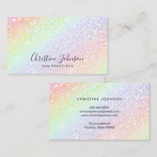 IMITATE Regenbogen-Glitzer Visitenkarte (Vorne/Hinten)