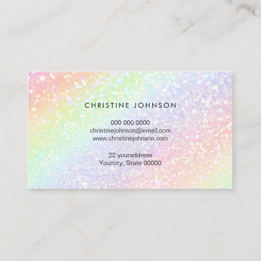 IMITATE Regenbogen-Glitzer Visitenkarte (Rückseite)