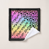 Imitate Regenbogen Leopard Exotic Animal Print Badhandtuch Set (Waschlappen)