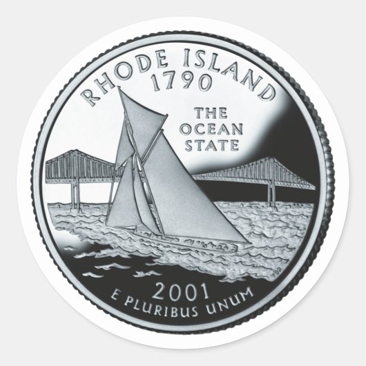 Imitate Rhode Island Staat Quarter Runder Aufkleber (Vorderseite)