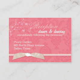 Imitate Ribbon Coral Pink Hochzeitsempfang Begleitkarte