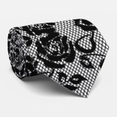 Imitate Romantische Schwarze Rose Lace Fishnet Nec Krawatte (Gerollt)