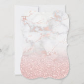 Imitate rosa Glitzer auf Marmorbestätigung Einladung (Rückseite)