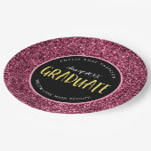 Imitate Rosa Glitzer Graduate Abschluss Papierplat Pappteller (Schrägansicht)