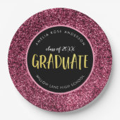 Imitate Rosa Glitzer Graduate Abschluss Papierplat Pappteller (Vorderseite)