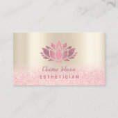Imitate Rosa Glitzer Lotus auf goldfarbenem Hinter Visitenkarte (Vorderseite)