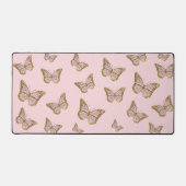 Imitate Rosa Glitzer Schmetterlinge Schreibtischunterlage (Vorderseite)