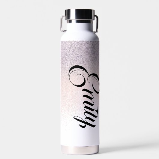 Imitate Rosa Glitzer Script Monogram Wasserflasche Trinkflasche (Vorne)