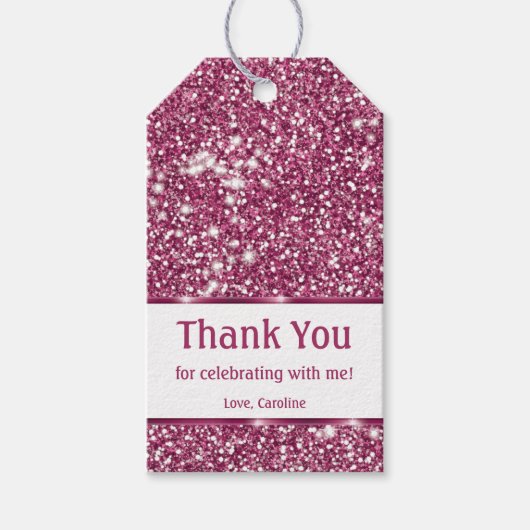 Imitate Rosa Glitzer Textur Look - Vielen Dank Geschenkanhänger (Vorderseite)
