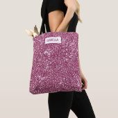 Imitate Rosa Glitzer Textur mit Individuelle Name Tasche (Von Nahem)