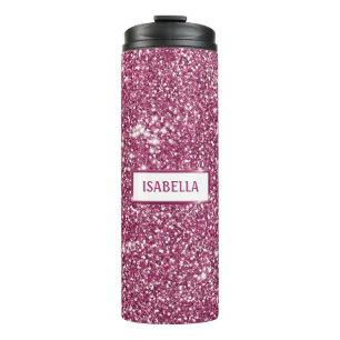 Imitate Rosa Glitzer Textur mit Individuelle Name Thermosbecher