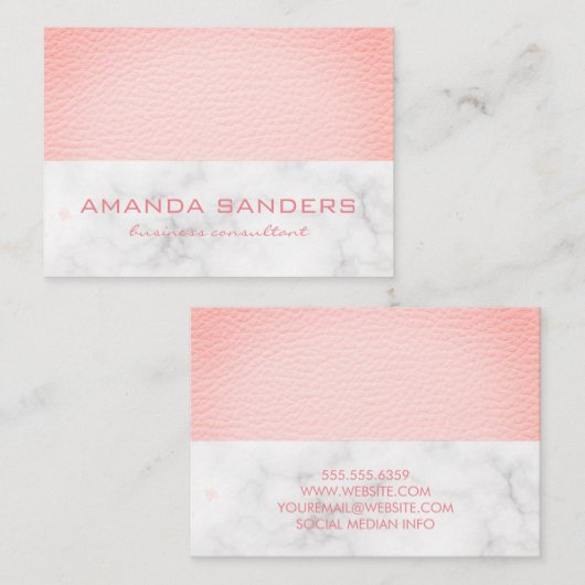 Imitate Rosa Ledermatte Visitenkarte (Vorne/Hinten)