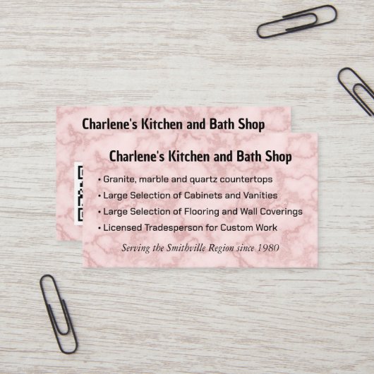 Imitate Rosa Marmor Visitenkarte (Vorderseite/Rückseite Beispiel)