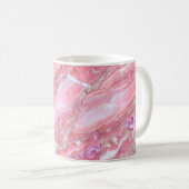 Imitate Rosa Marmortextur mit silberfarbenem Glitz Kaffeetasse (VorderseiteRechts)
