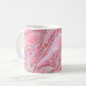 Imitate Rosa Marmortextur mit silberfarbenem Glitz Kaffeetasse (Vorderseite Links)