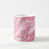 Imitate Rosa Marmortextur mit silberfarbenem Glitz Kaffeetasse (Mittel)
