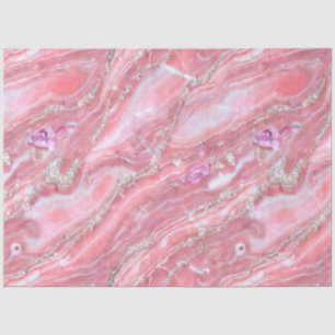 Imitate Rosa Marmortextur mit silberfarbenem Glitz Seidenpapier