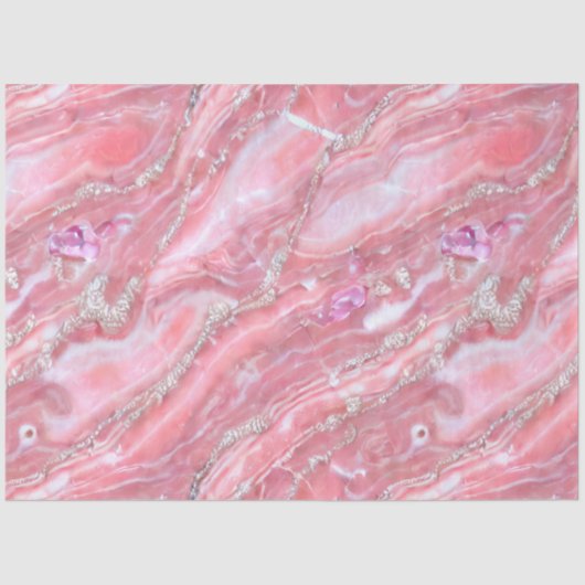 Imitate Rosa Marmortextur mit silberfarbenem Glitz Seidenpapier (Vorderseite)